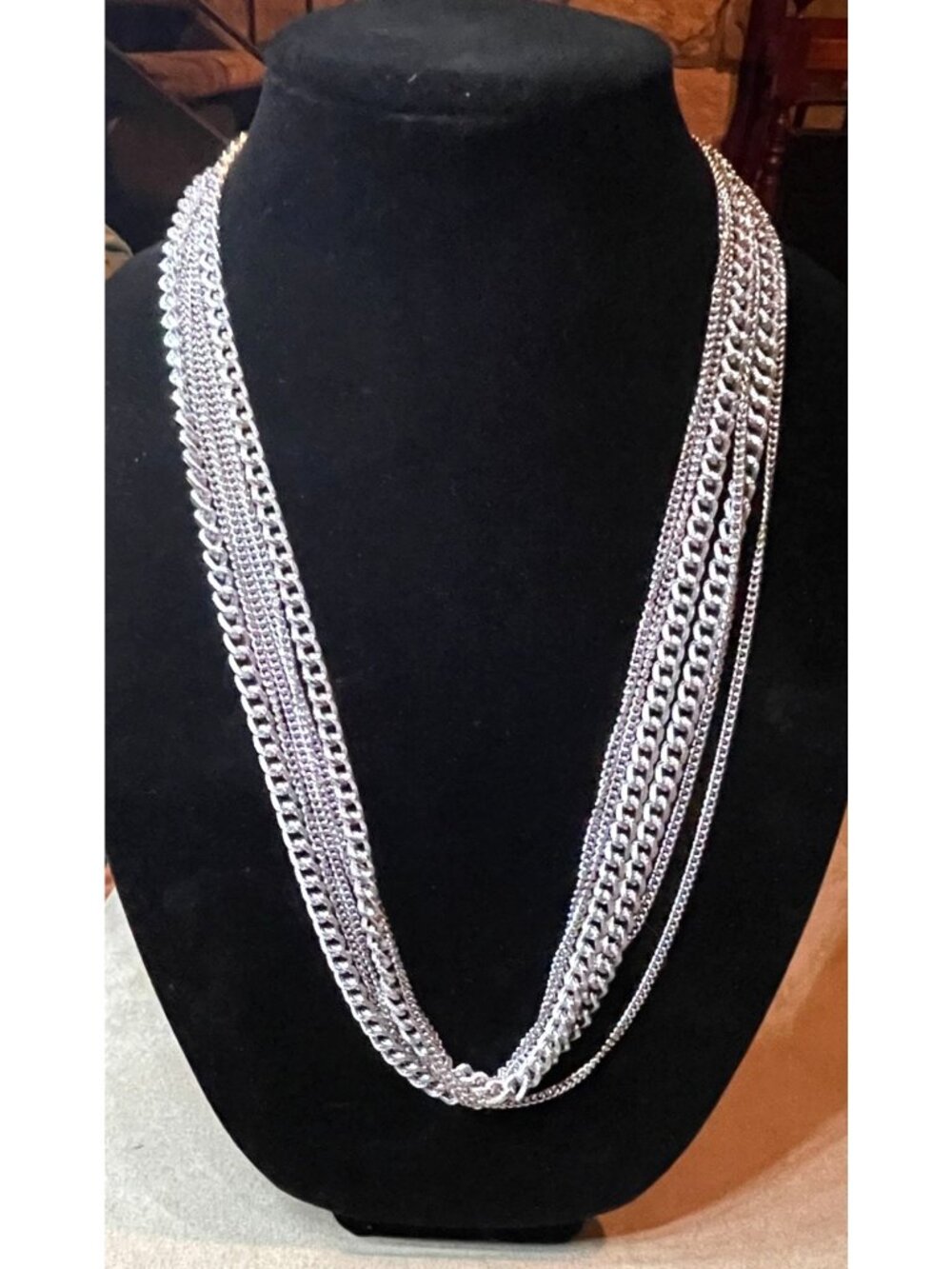 Vintage MCM Signed West Germany Eloxal Aluminum Multi-Strand Silver Toned Neckla